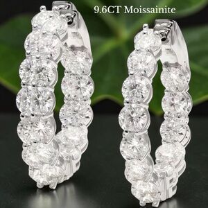 9.6 Carats Moissanite Earrings for Women, D Color VVSI, Sterling Silver Earrings
